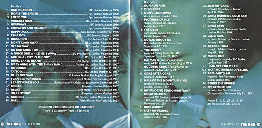 Pop Goes Art (Track Listing) Pop Goes Art (Track Listing)