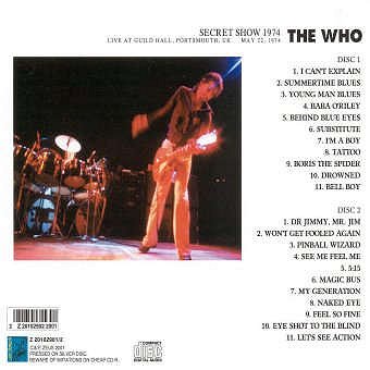 Secret Show 1974 (back cover) Secret Show 1974 (back cover)