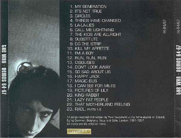 Pete Townshend: P.T. Demos For The Who 1964-67 (Back Cover)