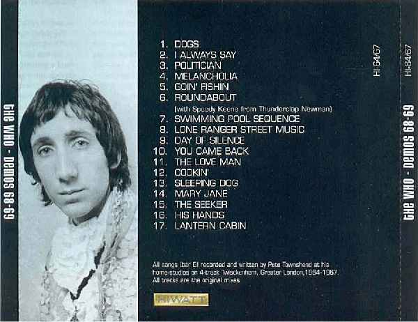 Pete Townshend: P.T. Demos For The Who 1968-69 (Back Cover)