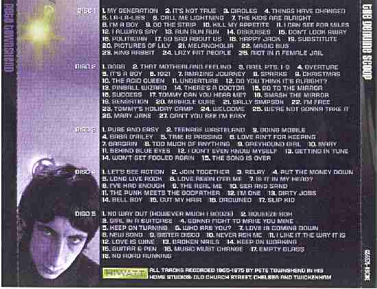 Pete Townshend: The Genuine Scoop (Back Cover)