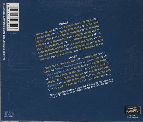 Pete Townshend: U.S.A. 1993 (Back)