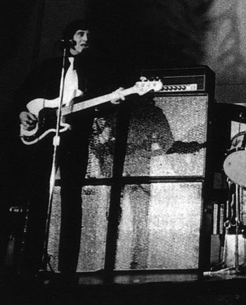 Ca. 1967, with two modified Sound City L100 amps and four Sound City 4×12 cabs.