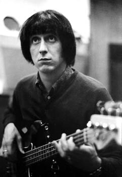 In the studio, ca. 1969, with Fender Precision bass with rosewood fretboard.