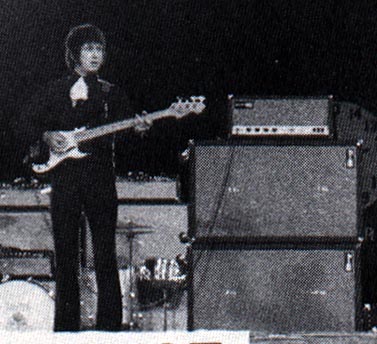 Ca. 1967, in the U.S., with one Sunn 100S amplifier and two Sunn 200S 2×15 cabinets.