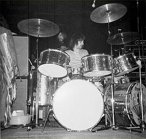 January 30, 1970, Amsterdam, Concertgebouw, with Champagne Silver Premier kit. Courtesy The Who Netherlands Photo Gallery. ©Henk Hulstkamp.