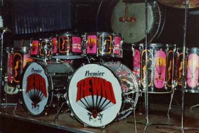 From the 1978 Who Exhibition in London, two bass drums from the silver kit with pieces from the Pictures of Lily kit.