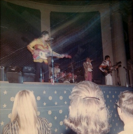 13 Aug. 1967, Constitution Hall, Washington, D.C., with 1966 or 1967 Fender Jazz with block fret markers, and U.S. Thomas Organ (Vox) V1143 Super Beatle solid-state amps and cabs.