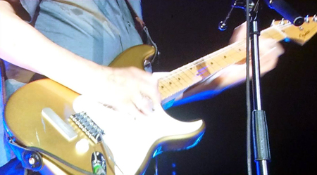 May 2019, detail of Stratocaster with emery board affixed to body.