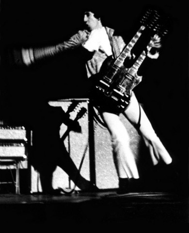 Ca. 1967, with Gibson double-neck and Fender Showman amps with 2×15 cabinets.
