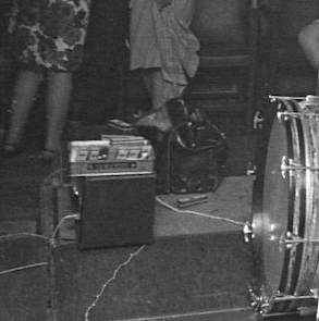 In 1964, early Marshall JTM45 in front of drums.