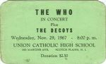 Click to view larger version. Ticket from Union Catholic High School gig, courtesy Angelo Del Monte.