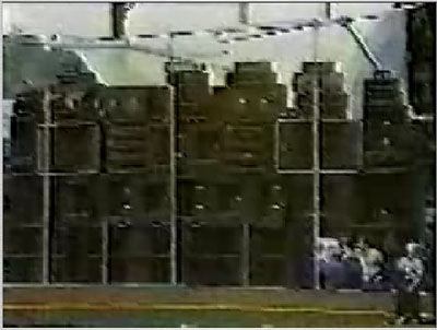 Ca. 1974, the PA stacks at stageside for Charlton.