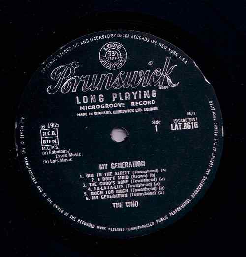 My Generation (Original Label, Side 1)