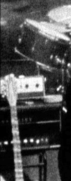 Ca. 1967, in the studio, with Sound City L100 head, topped by a Grampian Reverb unit. Guitar is 1965 or 1966 mapleglo Rickenbacker 360/12.