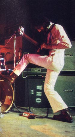 Ca. 1971, Pete hovering over orange die-cast Univox Super-Fuzz.
