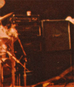 Ca. 1975, with blue-faced Gelf preamp atop Hiwatt amps.
