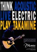 Click to view larger version. 1996 Takamine ad featuring Pete with FP360SC.