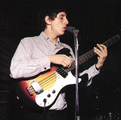Ca. 1965, Mosrite Ventures bass in sunburst.