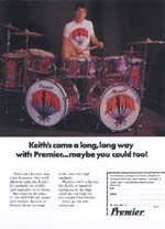 Click to view larger version. Ca. 1974, Premier drums ad, courtesy WhiteFang’s Who Site.