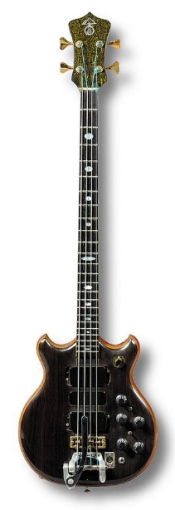 © Sotheby’s Alembic Baby Bass fitted with Bigsby reverse tremolo.
