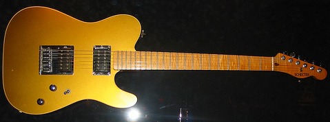 Gold Schecter, on display at the New York location of the Hard Rock Café.
