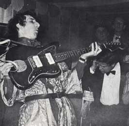 Click to view larger version. 27 May 1967, Grand Marquee, Oxford, with Fender Jazzmaster, vibrato bar removed. After this gig, the Jazzmaster was stolen.