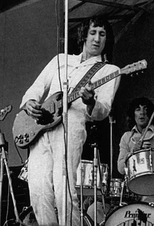 Ca. 1969, the first Isle of Wight festival, with 1968 or 1969 Gibson SG Special, with visible screw holes where vibrato was removed