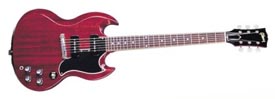 Generic 1961–625 Gibson SG Special, with small black pickguard.
