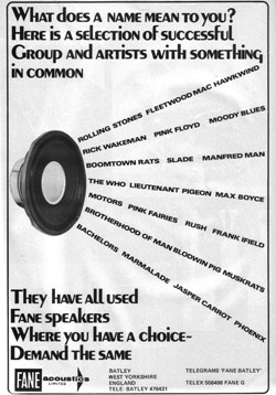Fane speakers ad, courtesy Martin Forsbom.