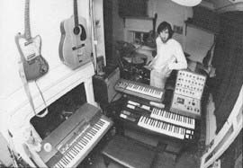 Ca. 1970, home studio, with Harmony 12 on the wall.